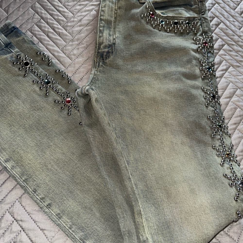 Embellished Gray studded Jeans